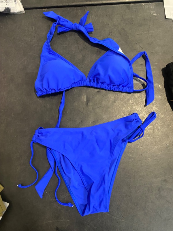 Photo 2 of (S) Tempt Me Women Triangle Bikini Sets Halter Two Piece Sexy Swimsuit String Tie Side Bathing Suit Size SMALL
 