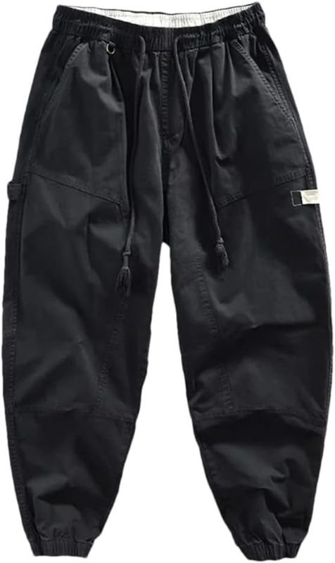 Photo 1 of Mens Vintage Cargo Pants Elastic Waist Soft Street Casual Loose Trousers Size X-LARGE to XX-LARGE 
