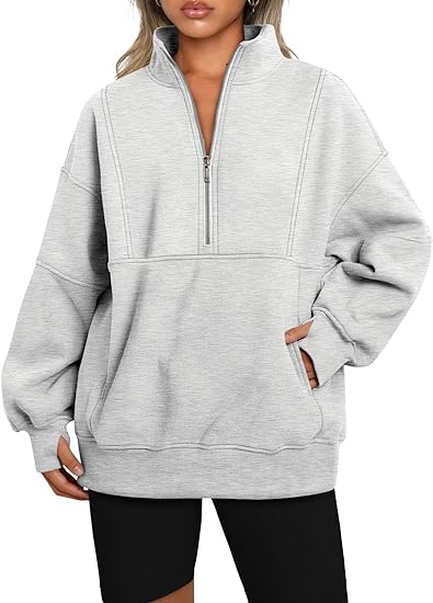 Photo 1 of (XL) AUTOMET Women's Half Zip Oversized Sweatshirts Fleece Long Sleeve Hoodies Casual Sweaters with Pockerts
Size X-LARGE 