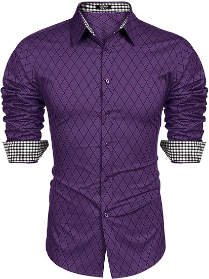 Photo 1 of (2XL) COOFANDY Men's Business Dress Shirt Long Sleeve Slim Fit Casual Button Down Shirt
 Size XX-LARGE 