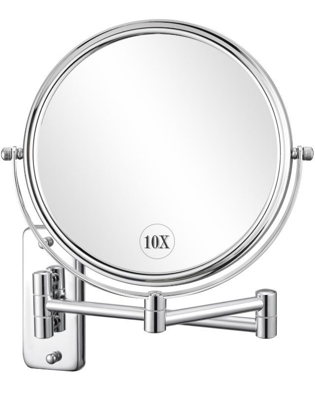 Photo 1 of DECLUTTR 8 Inch Wall Mounted Magnifying Mirror with 10x Magnification, Double Sided Vanity Makeup Mirror for Bathroom, Chrome Finished
