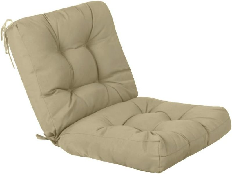 Photo 1 of Outdoor Seat/Back Chair Cushion Tufted Pillow, Spring/Summer Seasonal All Weather Replacement Cushions. (Beige)
