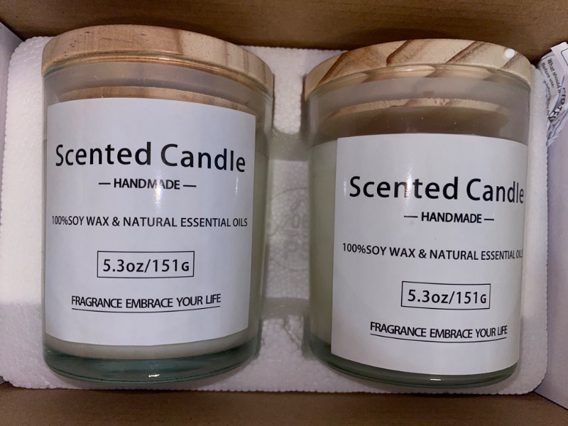 Photo 2 of 2 Pack Scented Candles, Gift for New Home Vanilla + Gardenia, Scented Jar Candle -Natural Aromatherapy Scented Candles, Long Lasting Soy Wax Candle, Festive,Stress Relief, Decor Aromatherapy Candles
