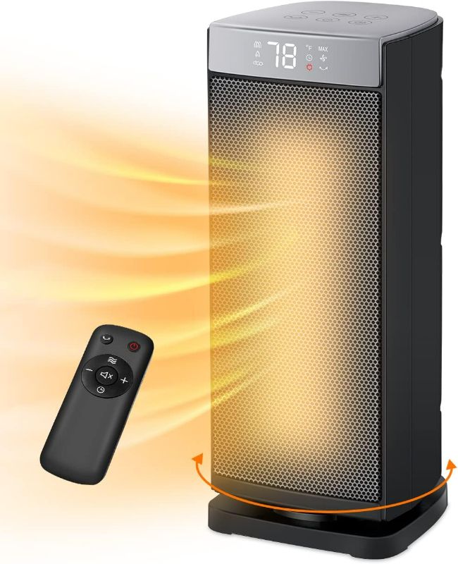 Photo 1 of Space Heater for Indoor Use, 1500W Fast Heating, Electric & Portable Ceramic Heaters with Thermostat, 5 Modes, 24Hrs Timer, 80°Oscillating Room Heater with Remote, Safe for Office Bedroom Use
