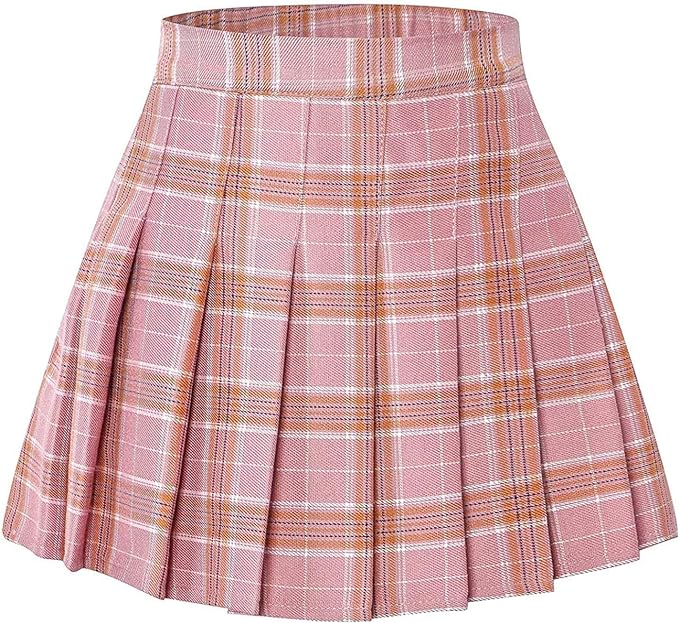 Photo 1 of (S) SANGTREE Women's Pleated Mini Skirt with Comfy Casual Stretchy Band Skater Skirt, US Size SMALL
