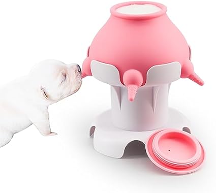 Photo 1 of Puppy Bottles for Nursing,Puppy Milk feeders for Multiple Puppies Nipple,Puppy Feeder Milk Bowl,5 Nipples Silicone Puppy Nursing Station,Feeder Bowl for Kittens?Pink?
