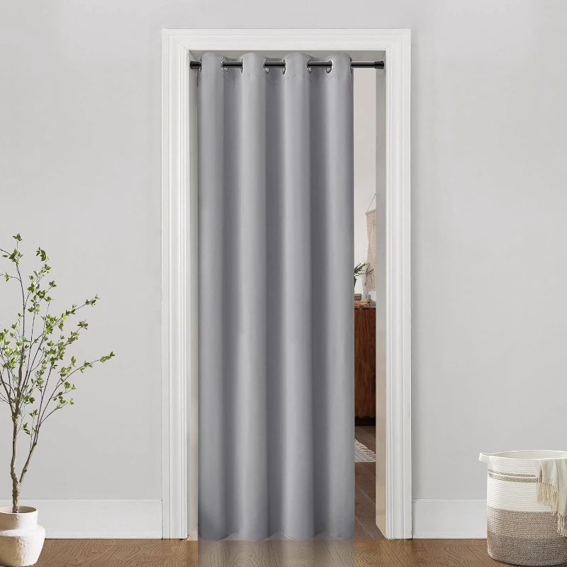 Photo 1 of PANELSBURG Grey Grommet Door Curtain,52" x 80" - 1 Panel