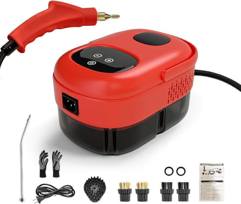 Photo 1 of 2500W Steam Cleaner, High Pressure Steamer for Cleaning, High-Temperature Handheld Steam Cleaner with Brush, Steam Cleaner for Home, Portable Steam Cleaning Machine for Car, Kitchen, Grout, Tile (Red)
