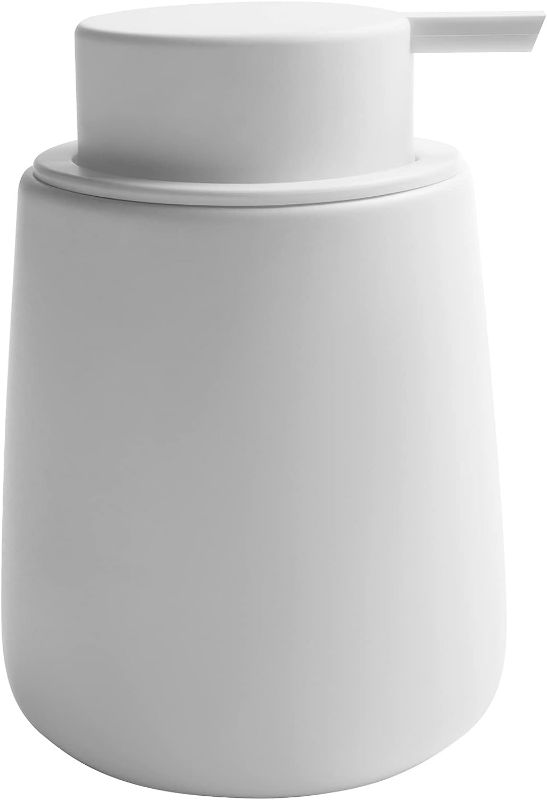 Photo 1 of Soap Dispenser Ceramic with Easy-to-Press Pump Hand Lotion Liquid Dispenser for Shampoo Bathroom Kitchen 12 oz White
