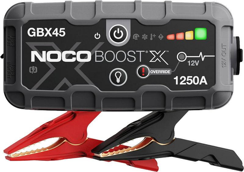Photo 1 of NOCO Boost X GBX45 1250A 12V UltraSafe Portable Lithium Jump Starter, Car Battery Booster Pack, USB-C Powerbank Charger, and Jumper Cables for up to 6.5-Liter Gas and 4.0-Liter Diesel Engines
