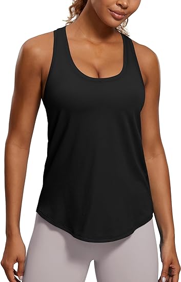 Photo 1 of CRZ YOGA ( Size Medium) Womens Pima Cotton Racerback Workout Tank Tops Scoop Neck Loose Sleeveless Tops Athletic Gym Shirts
