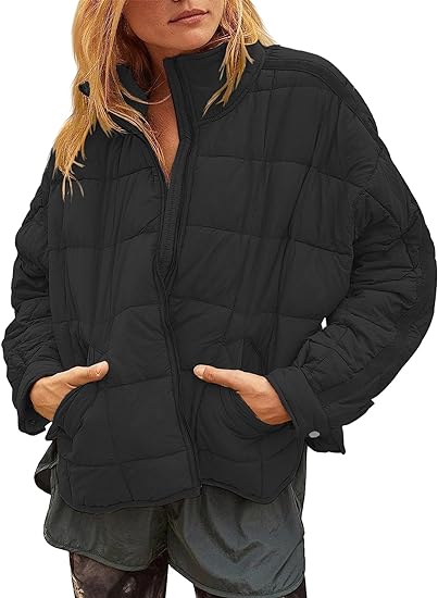 Photo 1 of Women's ( Size Small ) Lightweight Down Coat Long Sleeve Full Zipper Oversized Packable Short Puffer Jackets
