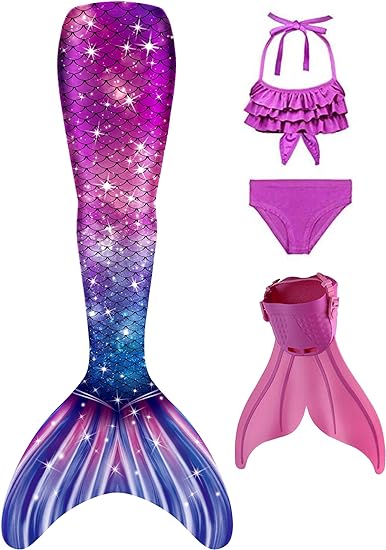 Photo 1 of Superband Mermaid Tails with Mono Fin Sparkle Mermaid Swimsuit for Kids Girls (7-8 years)