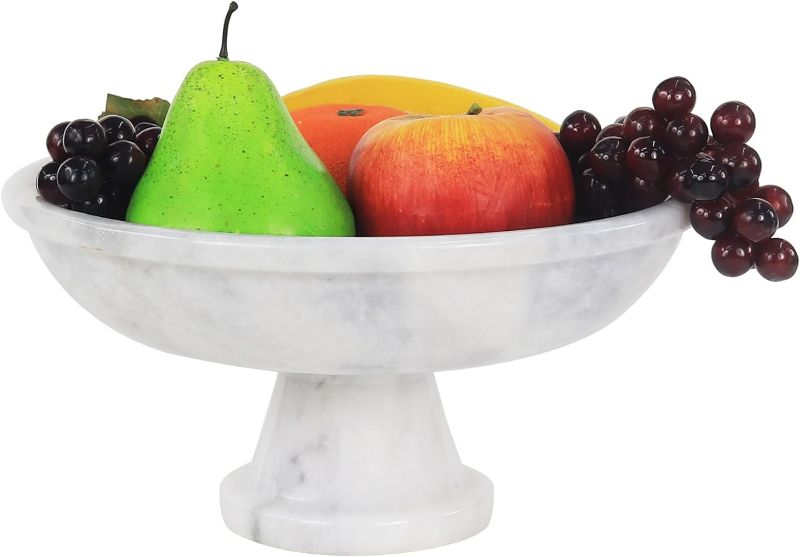 Photo 1 of Radicaln Marble Fruit Bowl White 10" Inches Handmade Fruits Holder Table Décor - Decorative Bowl For Kitchen Counter Décor- Fruit Dish - Kitchen Accessories
