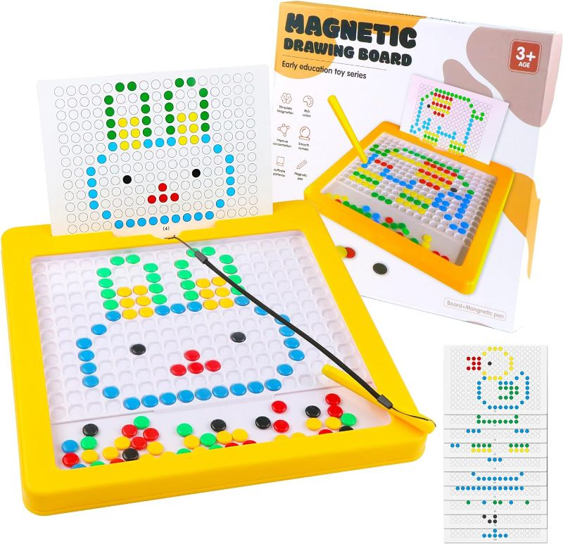 Photo 1 of Magnetic Drawing Board for Kids, Large Magnetic Toys Doodle Board with Magnetic Beads and Pen Drawing Board, Dot Art Educational Toddler Toys Travel Toys for 3 4 5 6 Year Old Boys Girls
