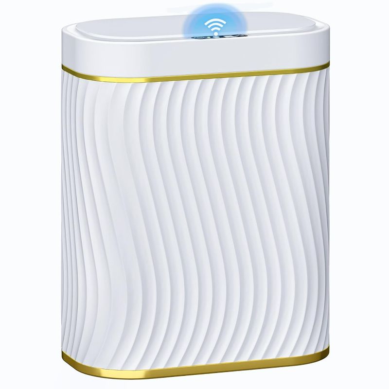 Photo 1 of Bathroom Small Trash Can with Automatic Touchless Lid, 2.6 Gallon Smart Garbage Can Narrow Waterproof Trash Bin for Bedroom, Office, Living Room
