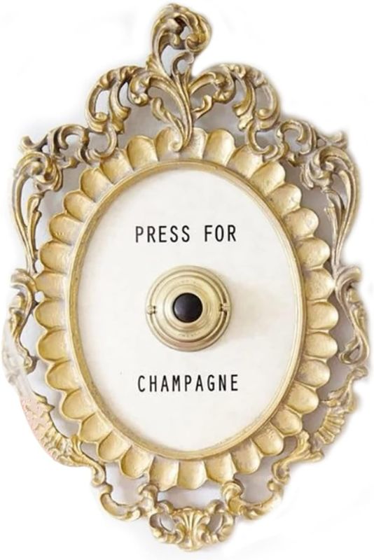 Photo 1 of Press for Champagne Button, Press for Champagne Doorbell, Doorbell Mini Press for Champagne Button, Champagne Themed Decor Wall Plaque Ornament Gifts for Party Christmas Home Bedroom Hotel(#1)
