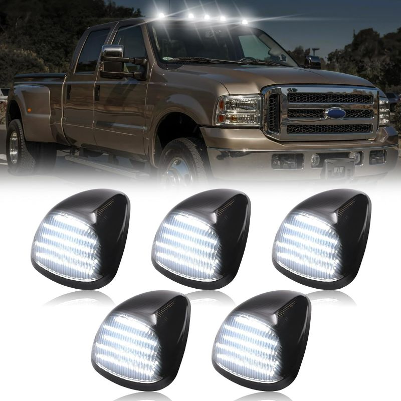 Photo 1 of R&F Auto 5PCS Smoked LED Cab Light White Top Roof Marker Lights Lamps White Compatible with 1999-2016 F250 F350 F450 F550 Superduty Pickup Trucks
