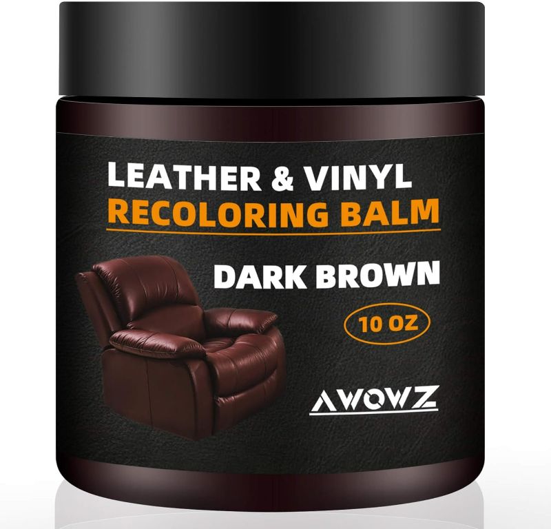 Photo 1 of Leather Recoloring Balm, 10OZ Leather Repair Kit for Furniture, Leather Color Restorer, Leather Dye for Recolor, Renew, Faded & Scratched Leather Couches, Car Seats, Clothing (Dark Brown)
