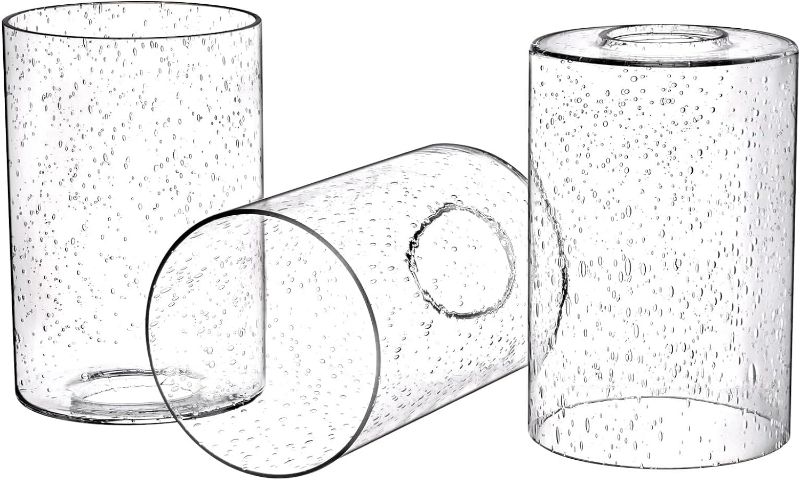 Photo 1 of Canomo 3 Packs 6 Inch x 4 Inch Bubble Seeded Glass Light Shade Glass Lamp Shades Cylinder Replacement with 1.65 Inch Fitter for Wall Lamps Chandeliers or Ceiling Light
