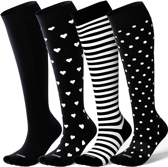 Photo 1 of (L) LEVSOX Viscose for Bamboo Compression Socks for Women&Men 20-30 mmHg Knee High Cute Support Socks for Nurses Pregnacy Travel
