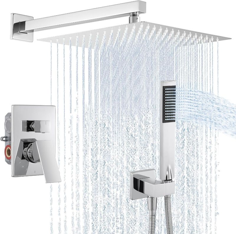 Photo 1 of KES Shower Faucet, Shower System 12 Inch Rain Shower Head with Handheld Spray, Shower Faucets Sets Complete Pressure Balance Shower Valve and Trim Kit, Polished Chrome, XB6230S12-CH
