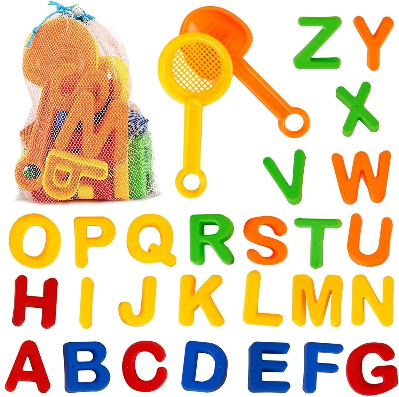Photo 1 of Liberty Imports ABC Alphabet Sand Mold Uppercase Letters Beach Toy Play Set with Digging Tools, Shovel, Sifter for Kids, Toddlers (Colors Vary)

