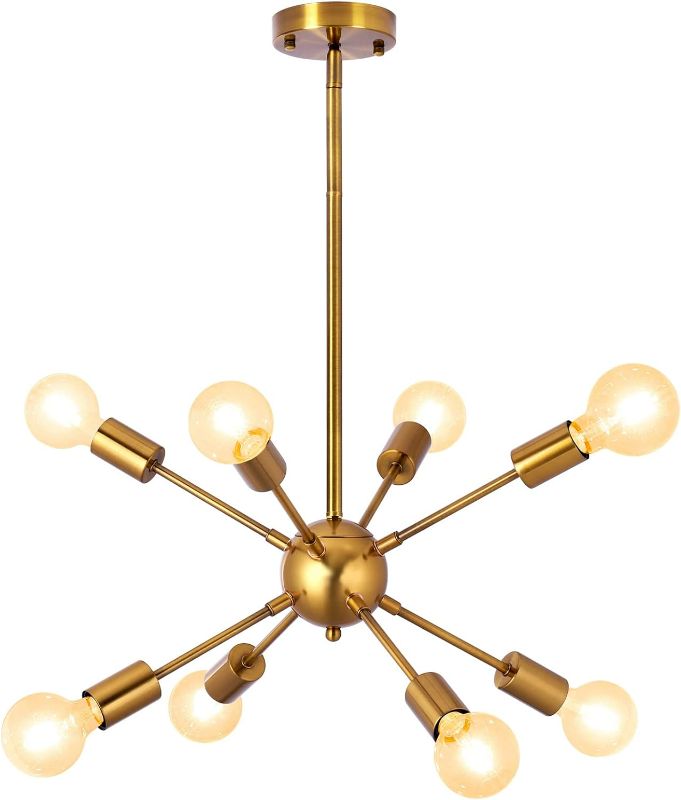 Photo 1 of Sputnik Chandeliers Gold, 8 Lights Modern Sputnik Lighting Fixture with Adjustable Height for Dining Room, Living Room, Kitchen, Bedroom and Hallway
