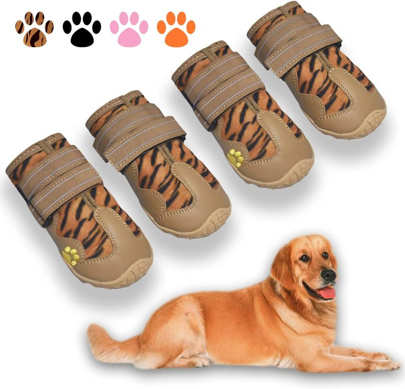 Photo 1 of Size Size: Size 1: (2.3"×1.6*)(L*W) for 10-25lbs Dog Boots,Waterproof Dog Shoes,Dog Booties with Reflective Strips Rugged Anti-Slip Sole and Skid-Proof
