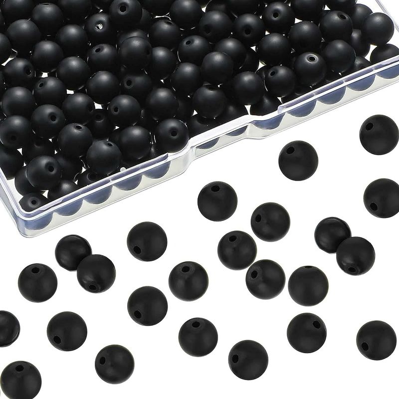 Photo 1 of Ecally 300 Pieces Black Onyx Beads Natural Black Agate Round Beads Frosted Onyx Gemstone Loose Beads for Bracelet Necklace Jewelry DIY Making (8 mm)
