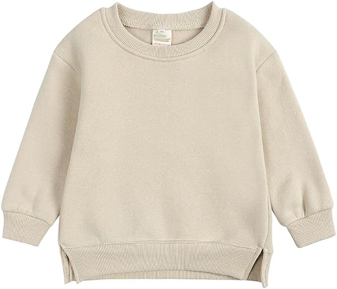 Photo 1 of Size 4-5YRS. Toddler Baby Boy Girl Fleece Pullover Sweatshirt Solid Color Crewneck Blouse Shirt Tops Warm Fall Winter Clothes 4–5 years