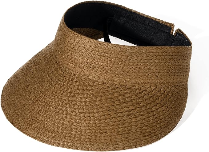 Photo 1 of FURTALK Sun Visor Hats for Women Wide Brim Straw Visors Womens Foldable Beach Visors Summer Roll Up Ponytail Beach Hat
