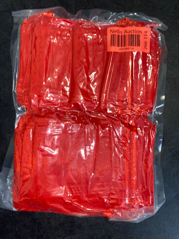 Photo 2 of HRX Package 100pcs Organza Bags,4 x 6 inches Christmas Wedding Favors Christmas Gift Drawstring Bags Jewelry Pouches (Red)
