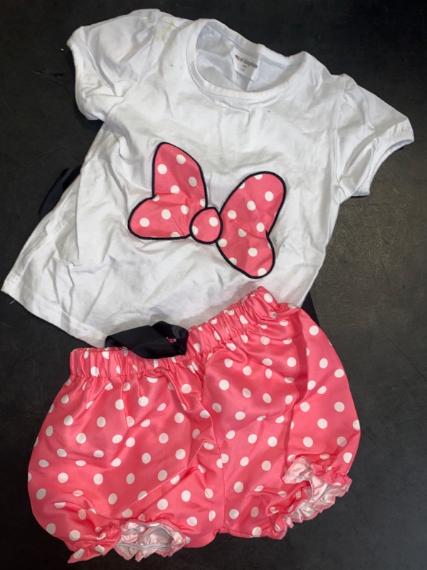 Photo 2 of (4-5T) LittleSpring Summer Birthday Girl Outfits Short Sleeve T-Shirt and Polka Dots Shorts Set Size 4-5 T (Kids)
