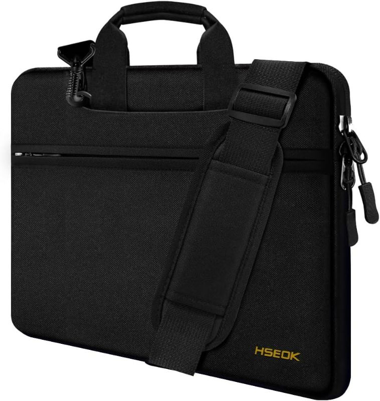 Photo 1 of Hseok Laptop Shoulder Bag 13 13.3 14 Inch Case Compatible with MacBook Pro 14 2023-2021 M1 M2,MacBook Air/pro 13-13.3 Inch and Most Popular 13-14 Notebooks,Spill-Resistant Briefcase, Black
