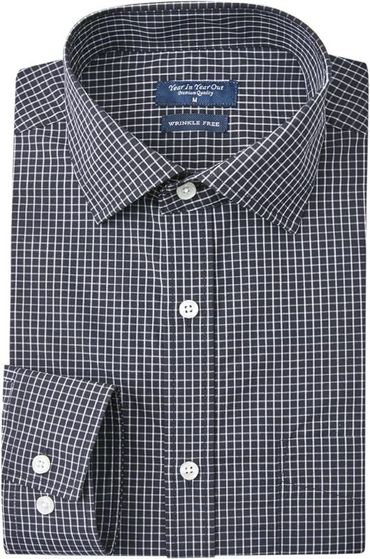 Photo 1 of Size Medium Year In Year Out Wrinkle Free Dress Shirt for Men Regular Fit Long Sleeve Wrinkle Resistant Shirt

