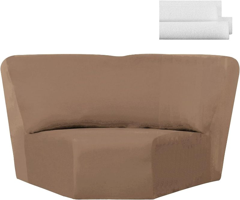 Photo 1 of Corner Sofa Cover Stretch Corner Couch Cover Furniture Protector for Living Room Sectional Recliner Sofa Slipcover Reclining L Shape Sofa Couch Additional Seat (Brown, Milk Silk)
