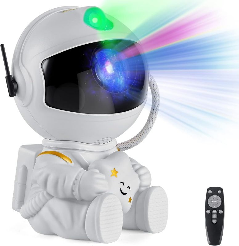 Photo 1 of Astronaut Projector, Star Projector Galaxy Light, Night Light for Kids, Light Projector for Bedroom? Starry Nebula Ceiling LED Lamp, with Remote (White1)
