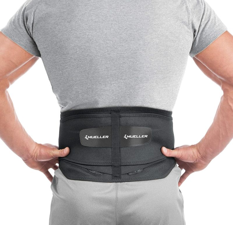 Photo 1 of MUELLER Sports Medicine Lumbar Back Brace, Lower Back Pain Relief and Support Belt for Men and Women
