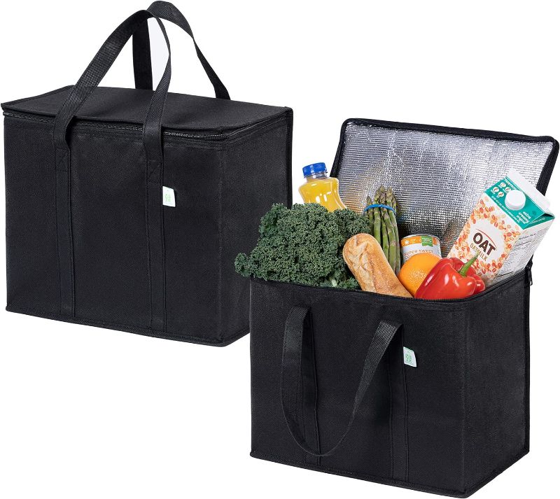 Photo 1 of VENO Insulated Reusable Grocery Bags, Food Delivery Bag, Durable, Heavy Duty, Large, Collapsible, Sturdy Zipper
