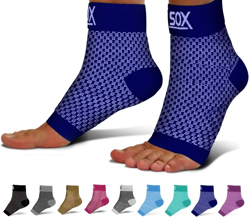 Photo 1 of SB SOX Plantar Fasciitis Compression Socks for Women & Men - Best Arch Support for All Day Wear - Relief for Heel Pain and Night Splint Comfort (Navy, Large)
