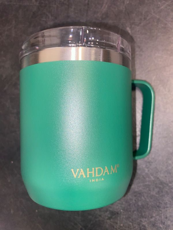 Photo 2 of Vahdam Drift Mug Insulated (Green) Dual Vacuum Insulated, Splash-Resistant Mug 
