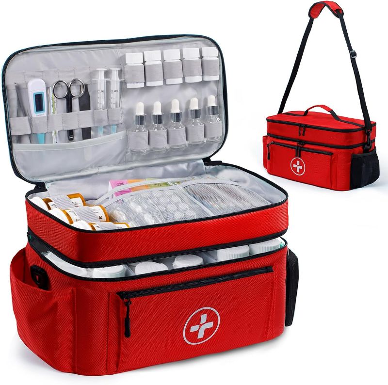 Photo 1 of Travel Medicine Bag Organizer-Medicine Organizer Storage-Pill Bottle Organizer Storage-Medication Organizer for Home-Medicine Kit-Travel First Aid Kit Bags Empty-Travel Emergency Kit(Bag Only)
