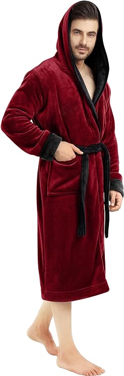 Photo 1 of Size Large/X-Large NY Threads Mens Hooded Fleece Bathrobe Plush Long Spa Robe
