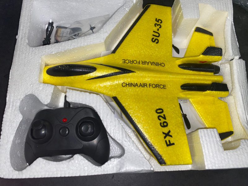 Photo 2 of RC Airplane 2CH RC Plane Ready to Fly 2.4GHz Remote Control Plane SU35 RC Jet Easy to Fly Airplane Toys for Boys Gift for Kids Beginners with Night Lights USB Charging?Yellow
