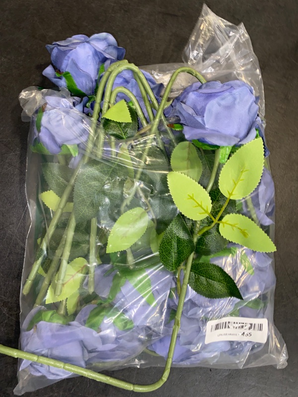 Photo 2 of Tifuly Dusty Blue Roses Artificial Flowers, 12Pcs Realistic Long Single Stem Faux Silk Rose Bouquet for Wedding Party Home Centerpiece Hotel Office Decor
