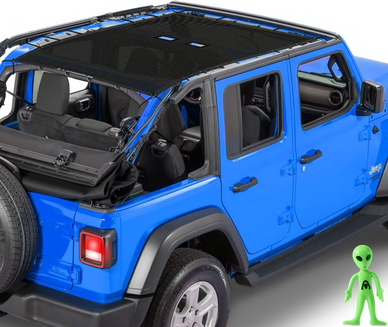 Photo 1 of Alien Sunshade Jeep Wrangler JLU Black (2018-2023), Full Length Mesh Sun Shade for Jeep JL Unlimited, Blocks UV, Jeep Gifts, Wind, Noise, Bikini JLkini Top Cover for Sport, Sport S, Sahara, Rubicon
