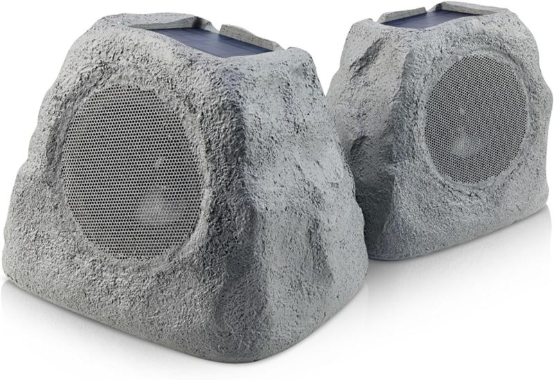 Photo 1 of ** FINAL SALE – SOLD AS IS **  (Damaged) IHRK-500LTMS-PR Solar Rechargeable 30W Outdoor LED Rock Speaker, Weatherproof, Wireless, Multi-Link Surround Sound, for Pool and Garden - Pair
