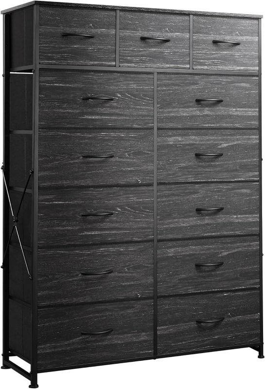 Photo 1 of WLIVE Black Tall Dresser for Bedroom with 13 Drawers, Large Fabric Dresser Organizer, Chest of Drawers, Storage Dresser for Living Room, Closet, Steel Frame, Wood Top
