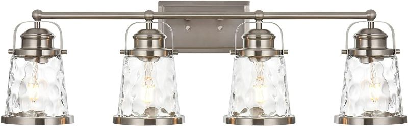 Photo 1 of *Please Read the Clerk Comments * 5 Lights Bathroom Light Fixtures Farmhouse Vanity Lights Over Mirror Brushed Nickel Modern Industrial Wall Mount Lighting with Hammered Glass Shades